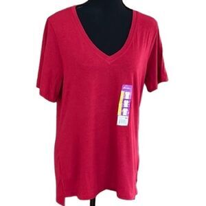 New with tags Eddie Bauer v neck short sleeved tee shirt cotton/modal, size M